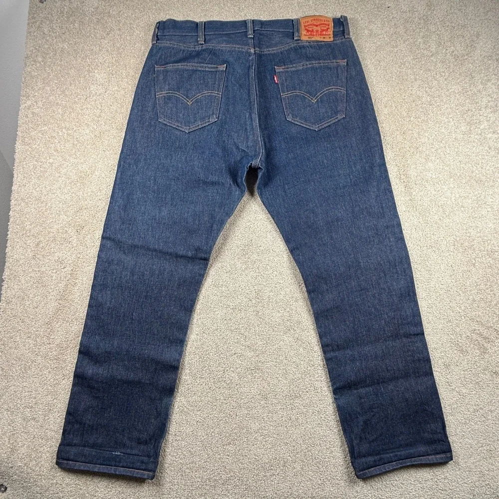 Levis 501 Original Fit Dark Wash Indigo Straight Leg Button Fly Jeans 38x30